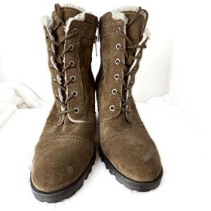 Ivanka‎ Trump Brown Suede Ankle Lace-up Booties 8M.